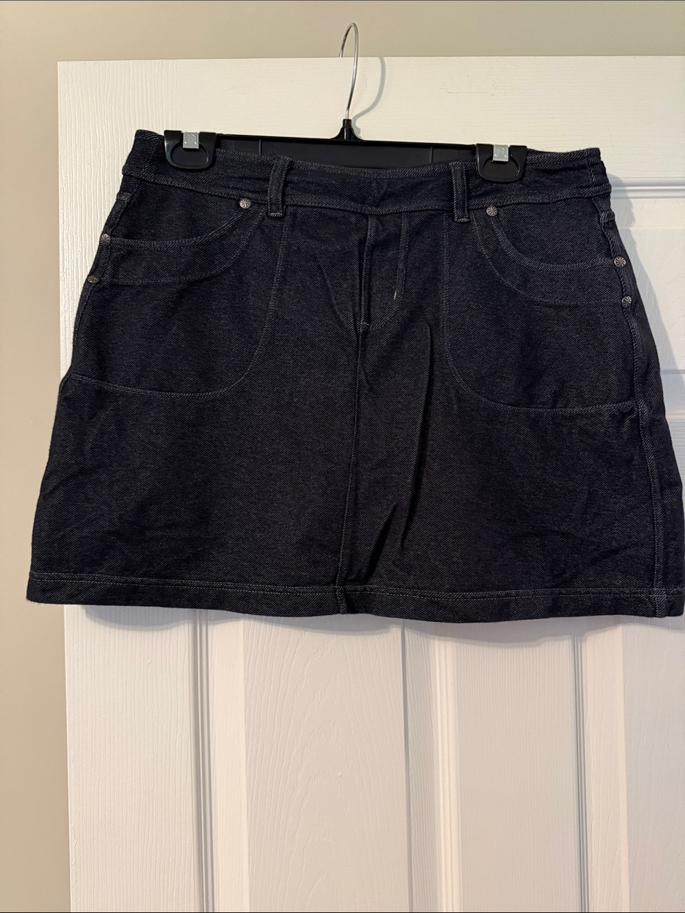 Athleta Black Denim Skort with Front Pockets and Belt Loops